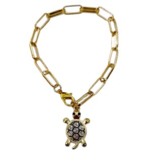 PULSERA TORTUGA STRASS DORADA